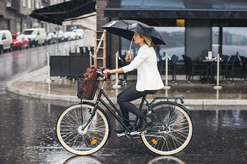 biking to work in the rain