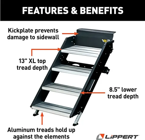 Lippert Components Solid Step Quad for RV and Travel Trailer Entry Doorway