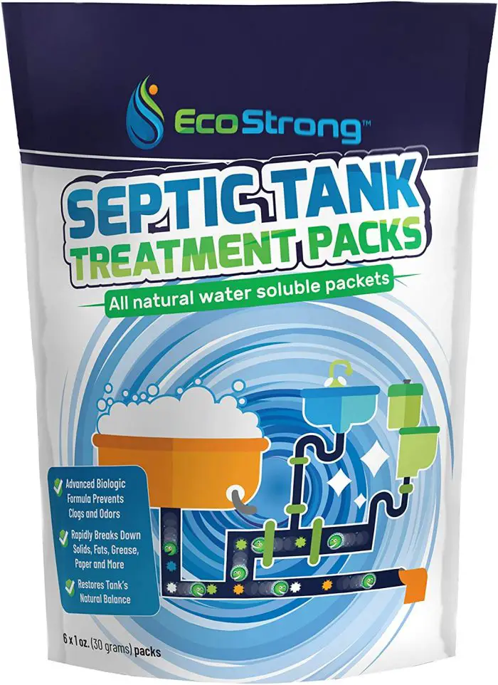 Septic Tank Treatment Packets | Enzyme Rapid Action Breaks Down Grease, Paper, Organic Solids | Controls Drain & Septic Odors - Eco Safe Sewage Backup Prevention: 6 Month Supply