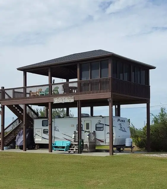 A Storey Building Shade Cover For an RV